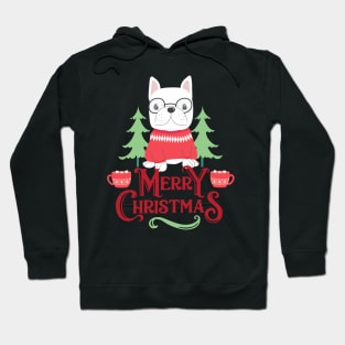 Cute French Bulldog And Christmas Tree Hoodie